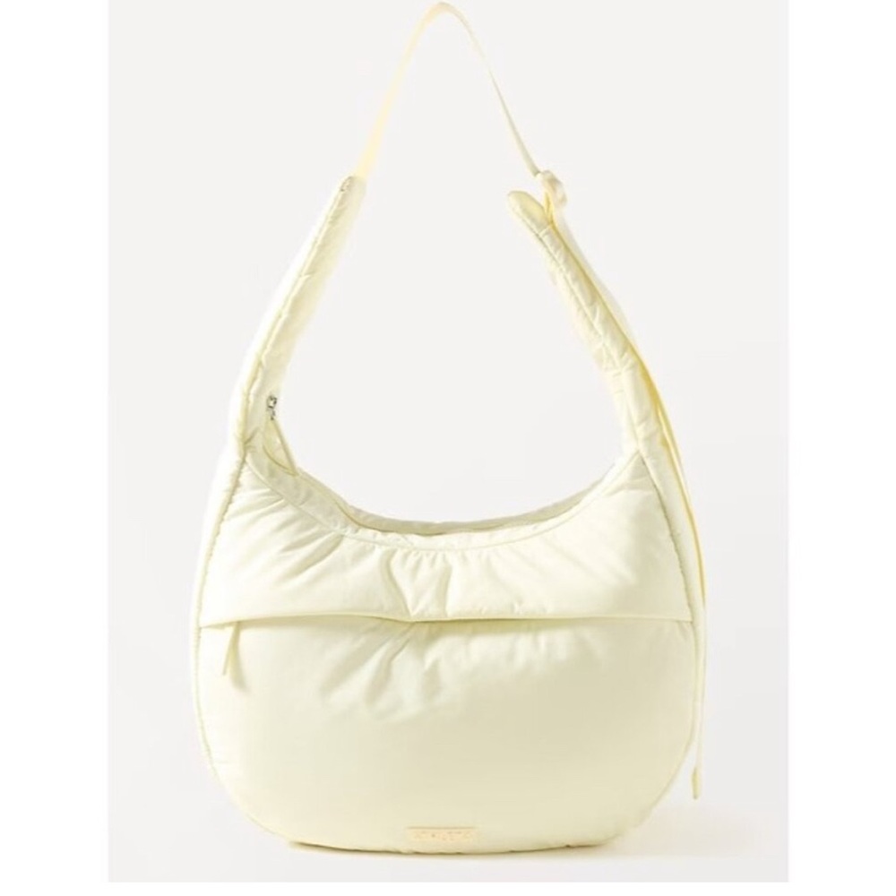 Quilted Crescent Shoulder Bag in Soft Cream